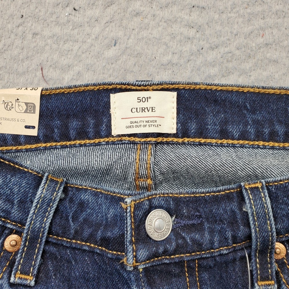 Levi's Jeans Womens 31x30 Blue Denim 501 Curve Stretch High Rise Straight Leg - Picture 7 of 13
